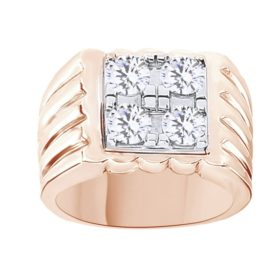 AFFY White Cubic Zirconia Wedding Band Ring For Men's In 14k Rose Gold Over Sterling Silver (1.6 Cttw)