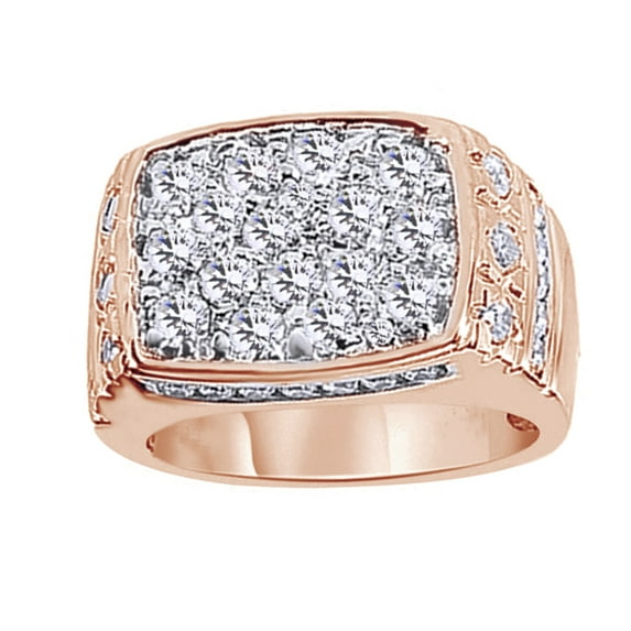 AFFY White Cubic Zirconia Wedding Band Ring For Men's In 14k Rose Gold Over Sterling Silver (2.68 Cttw)