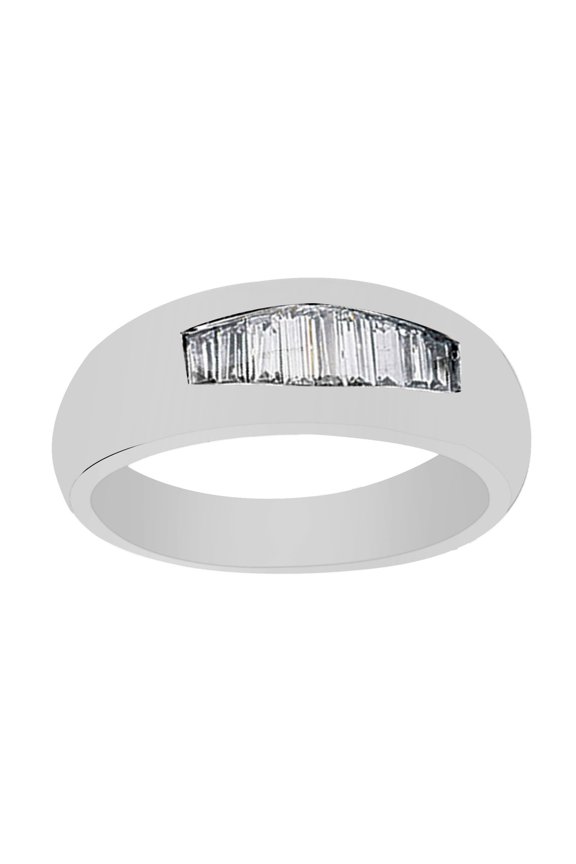 White Cubic Zirconia Wedding Band Ring For Men's In 14k White Gold Over Sterling Silver (0.66 Cttw)