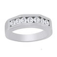 thumbnail image 1 of White Cubic Zirconia Wedding Band Ring For Men's In 14k White Gold Over Sterling Silver (1.19 Cttw), 1 of 1