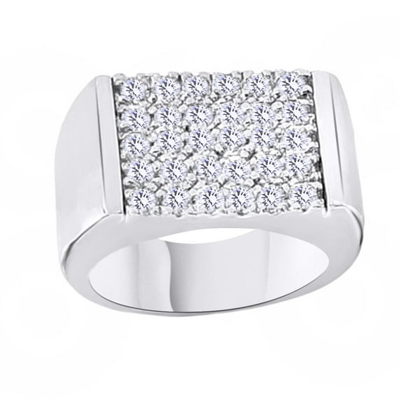 AFFY White Cubic Zirconia Wedding Band Ring For Men's In 14k White Gold Over Sterling Silver (1.5 Cttw)