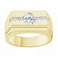 thumbnail image 1 of AFFY White Cubic Zirconia Wedding Band Ring For Men's In 14k Yellow Gold Over Sterling Silver (1.27 Cttw) By, 1 of 1
