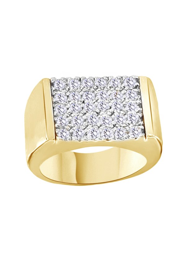 White Cubic Zirconia Wedding Band Ring For Men's In 14k Yellow Gold Over Sterling Silver (1.5 Cttw)