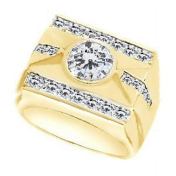 AFFY White Cubic Zirconia Wedding Band Ring For Men's In 14k Yellow Gold Over Sterling Silver (3.88 Cttw) By