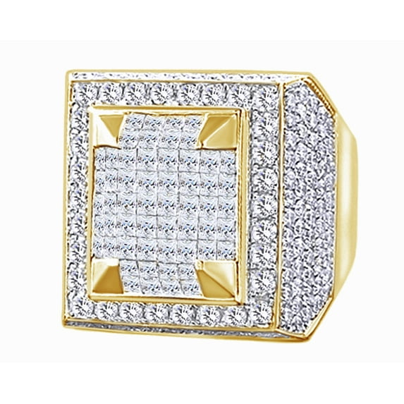 AFFY White Cubic Zirconia Wedding Band Ring For Men's In 14k Yellow Gold Over Sterling Silver (8.2 Cttw)