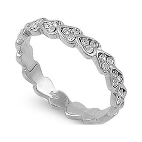 White Cubic Zirconia Wholesale Heart Stackable Ring .925 Sterling Silver Band Jewelry Female Size 6