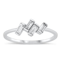 White Cubic Zirconia Zig Zag Design Promise Ring .925 Sterling Silver Band Jewelry Female Size 8