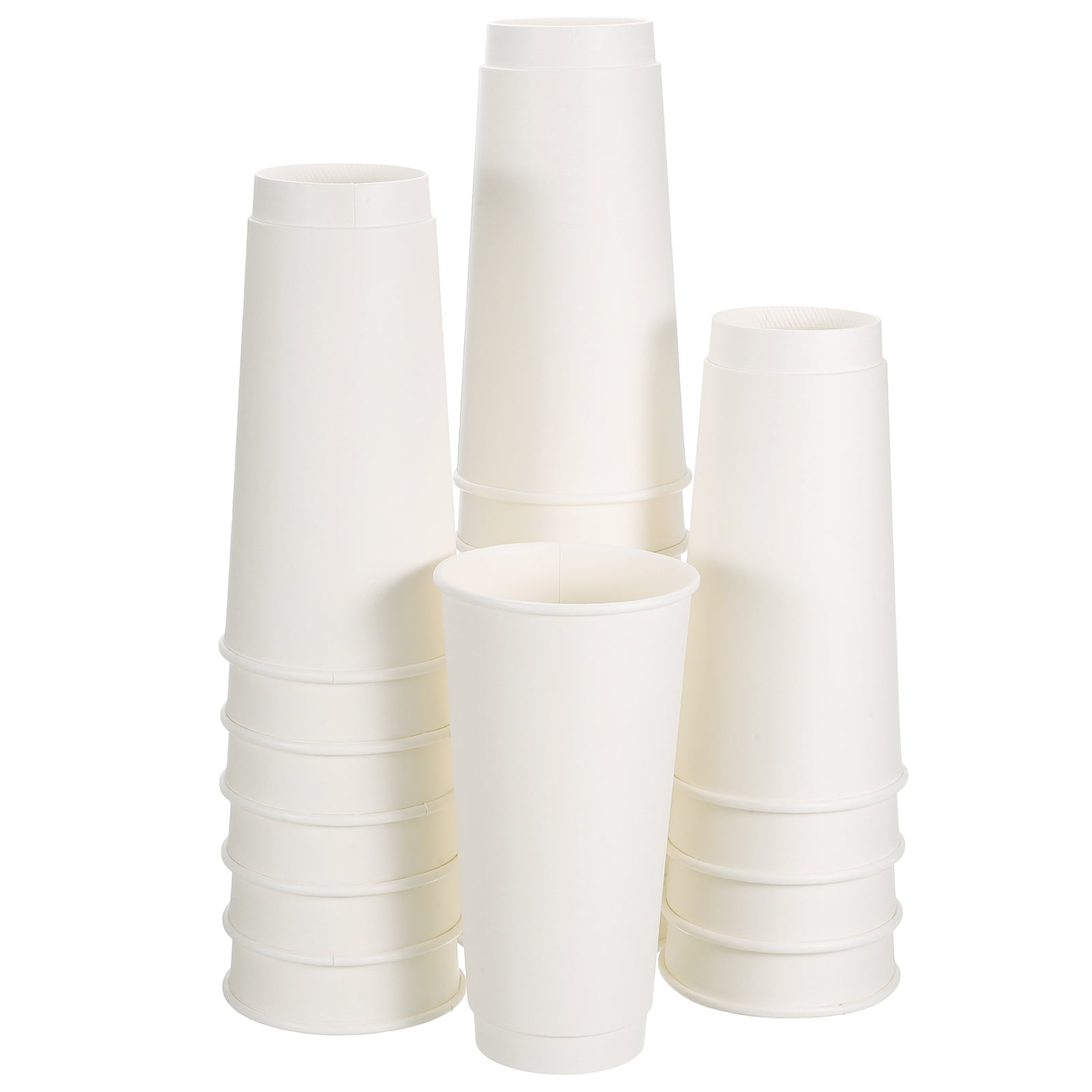 White Cup Paper Coffee Cups, 50 Pack 22 Oz x 90mm Double-Layer ...