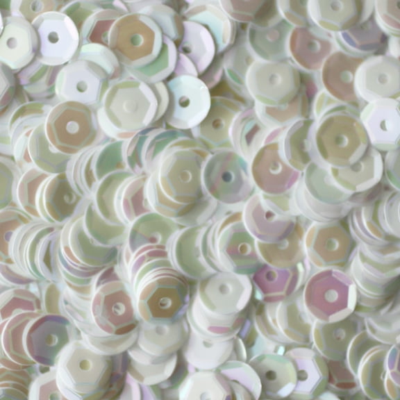 White Cup Sequins 6mm Opaque Rainbow Iris Made in USA