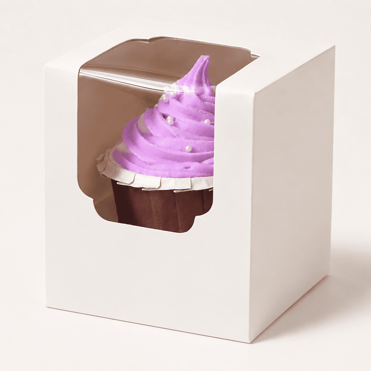 White Cupcake Boxes Individual Easy Assembly with Insert and Window, 3. ...