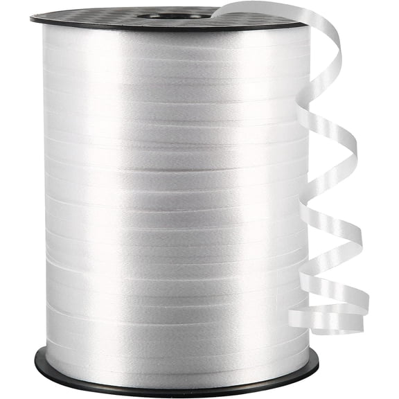 White Curling Ribbon, 500 Yard, 3/16" for Gift Wrapping, Balloon String, Baby Shower, Christmas