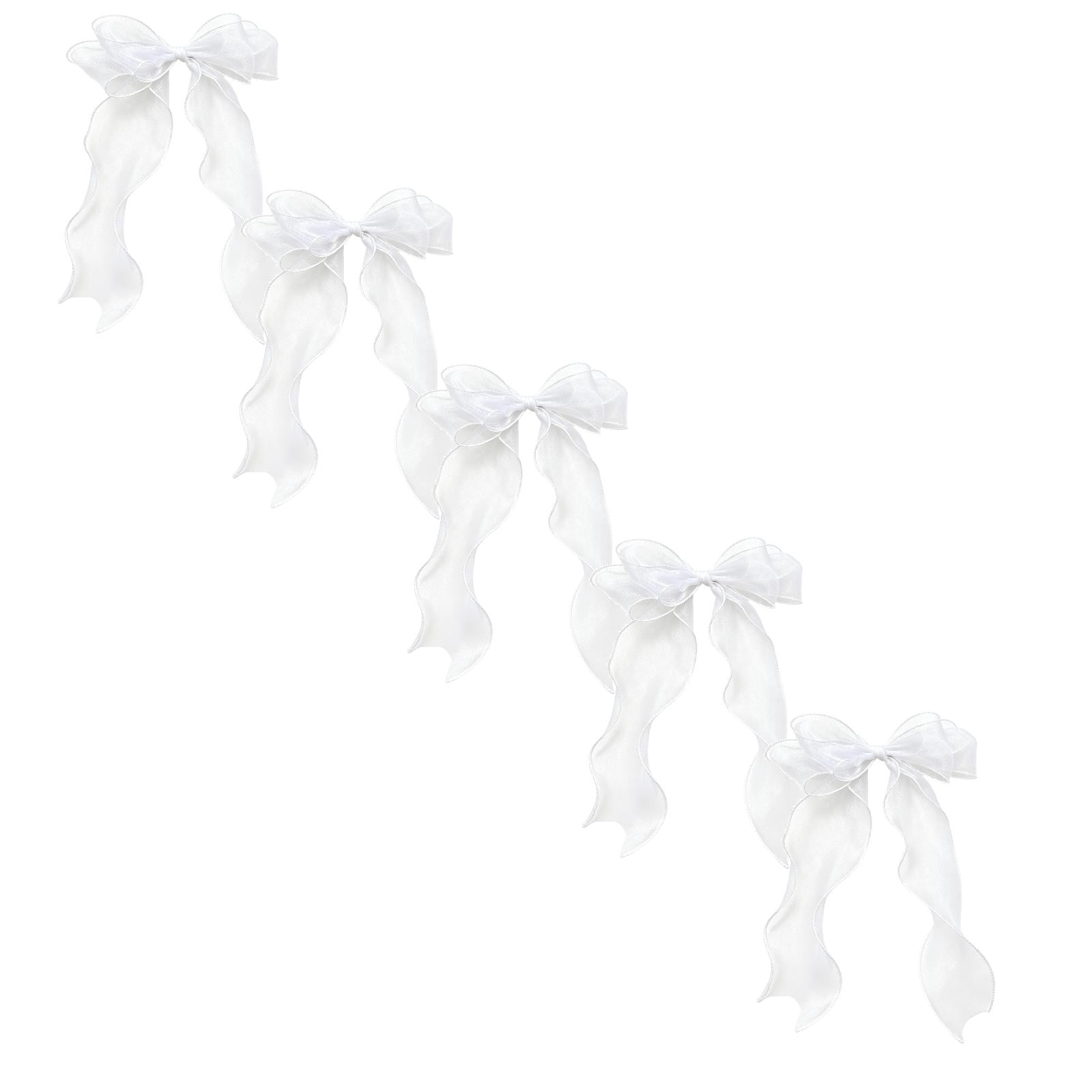 Cfc Ip White Curtain Bow Ties, 5PC Silky Lace Ribbon Holdbacks, Handmade ...