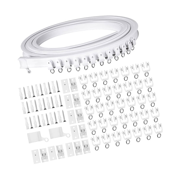White Curtain Rails Track 5 Meter Quiet Glides Rollers Set Easy Installation for Home and Office Window Treatments