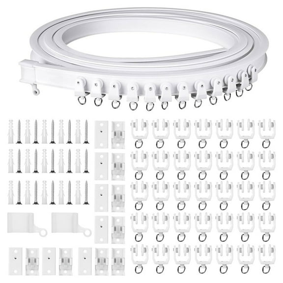 White Curtain Rails Track Kits 5 Meter Quiet Glides Rollers Set Easy Installation for Home and Office Window Treatments