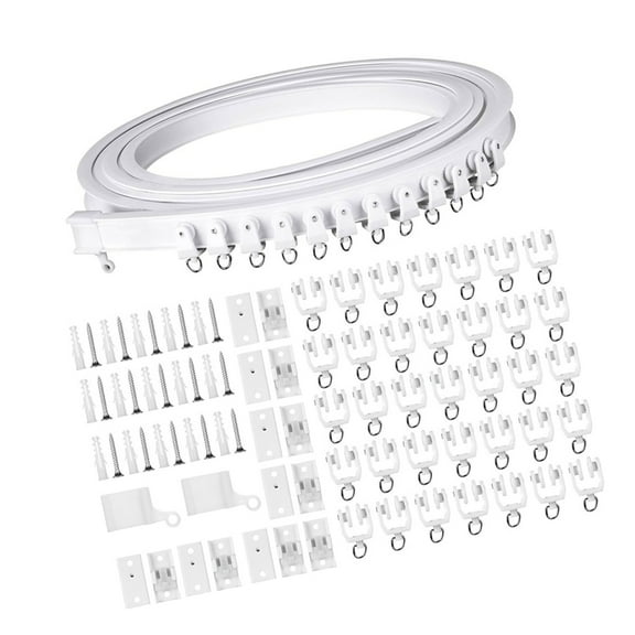 White Curtain Rails Track Kits 5 Meter Quiet Glides Rollers Set Easy Installation for Home and Window