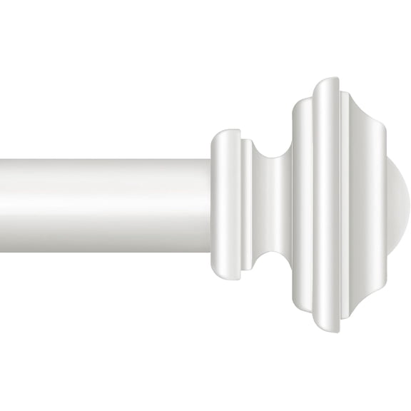 White Curtain Rod 32 to 58 Inches (2.6-4.8ft), 1 Inch Rods for Windows, Single Drapery Adjustable with Square Finials