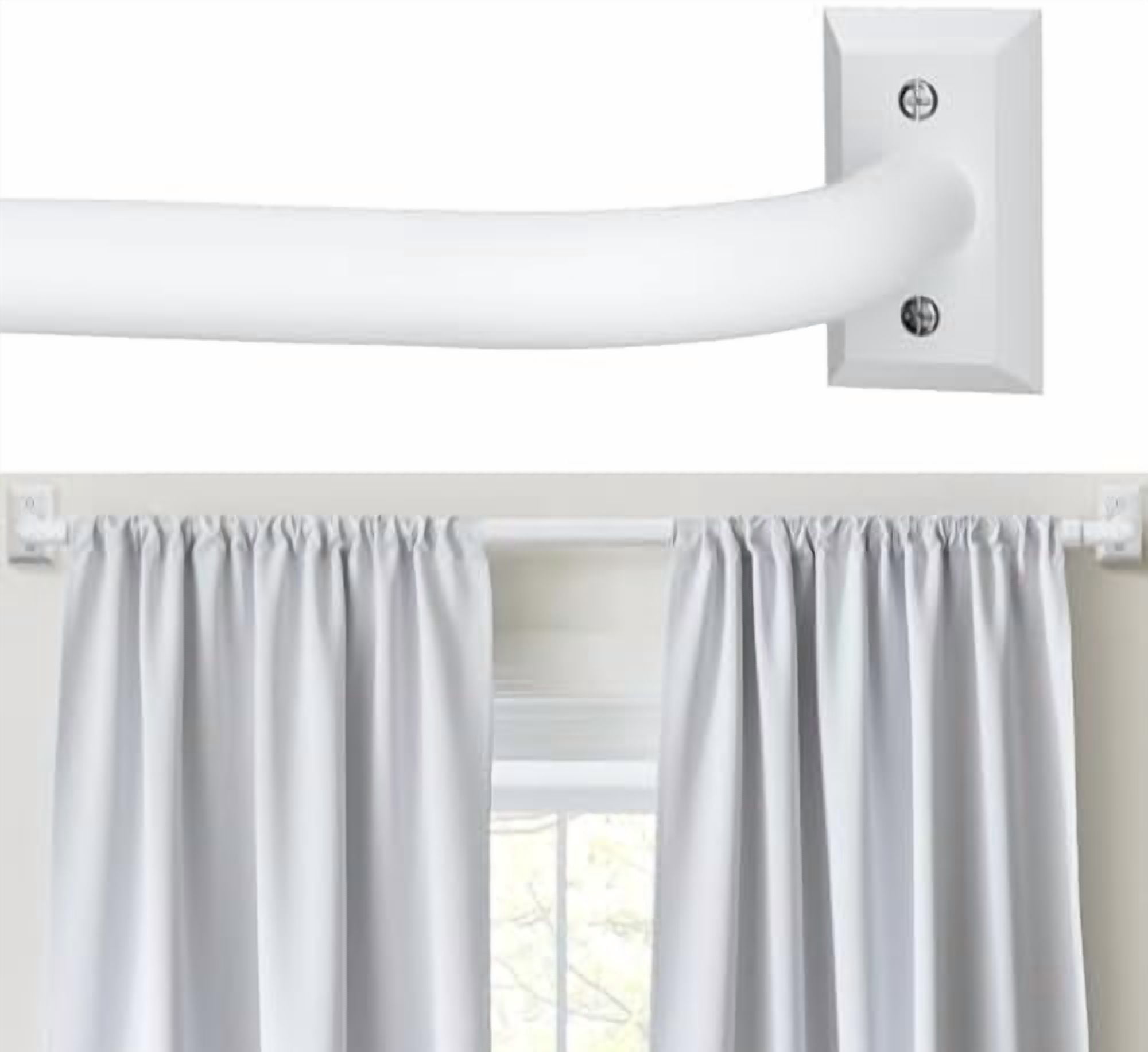 White Curtain Rods, Room Darkening Drapery Rod for Windows 66 to 120 ...