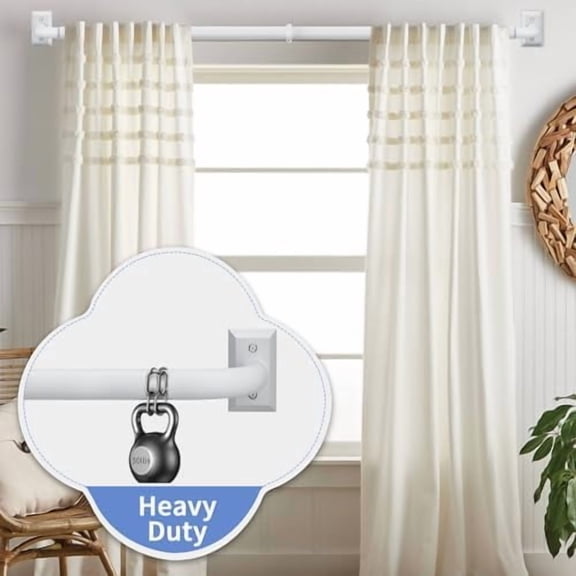White Curtain Rods, Room Darkening Rod for Windows 48 to 90 Inches(4-7.5Ft), Wrap Around Curtain Rod, Heavy Duty Blackout Drapery Rods, Modern Decorative Window Treatment, White