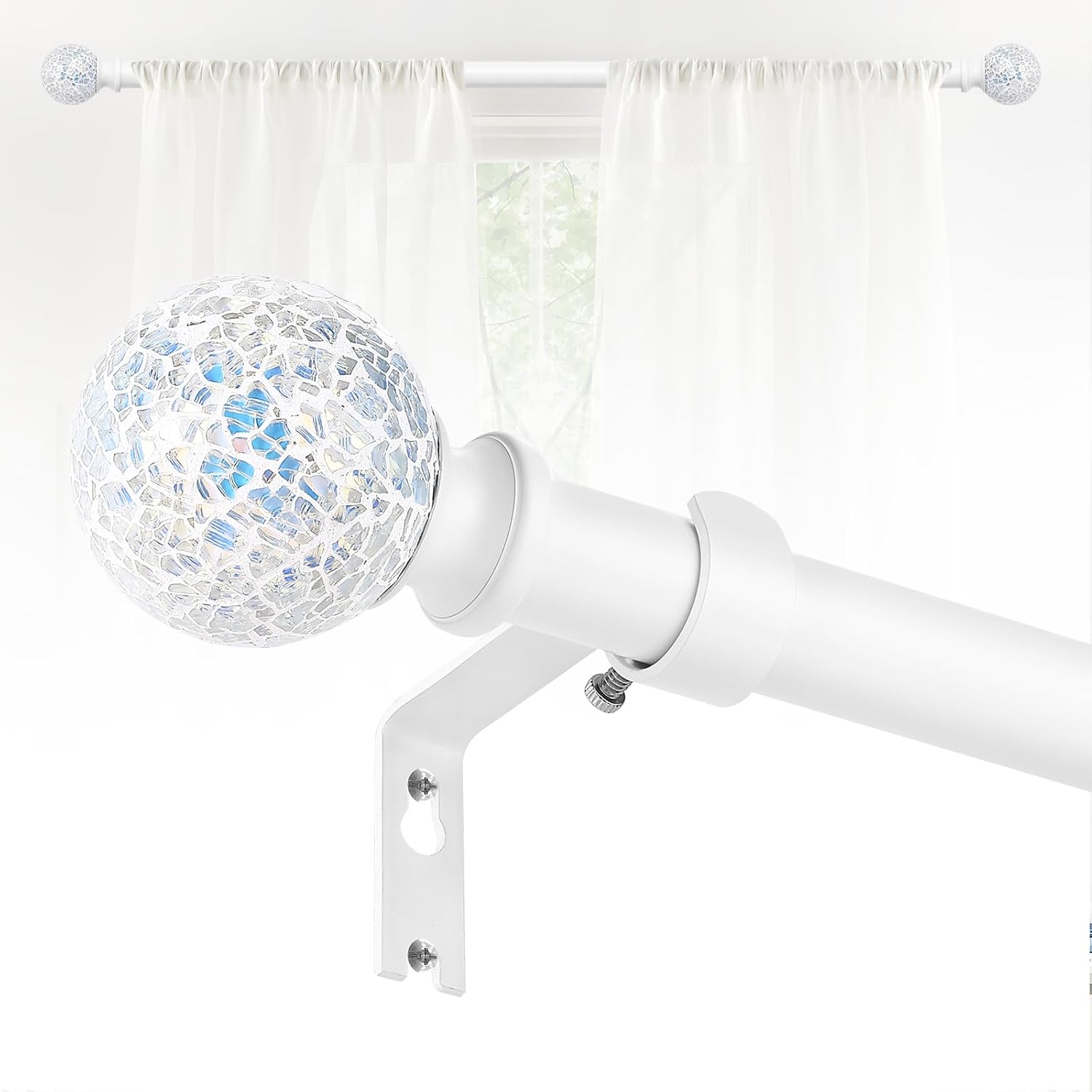 White Curtain Rods for Windows 48 to 84 Inch(4-7Ft),1 Inch Adjustable ...