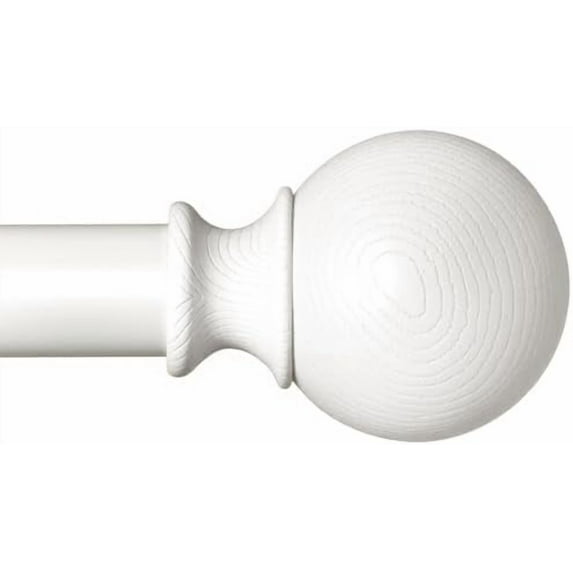White Curtain Rods for Windows 66 to 120 Inch(5.5-10ft) - 1'' Diameter Heavy Duty Curtain Rods with Imitation Wood Grain Pattern Finials,Adjustable Decorative Curtain Rods Set,28-120''