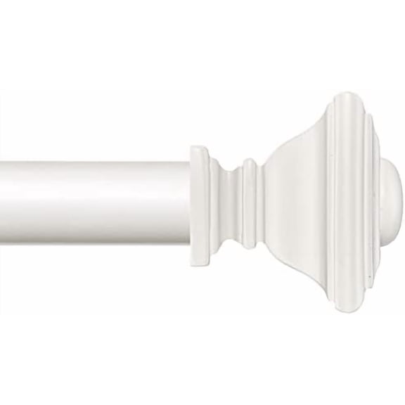 White Curtain Rods for Windows 66 to 120 Inch Adjustable Length 1 Inch Diameter Heavy Duty Window Curtain Rods for Indoor Ourdoors With Classic Square Finials