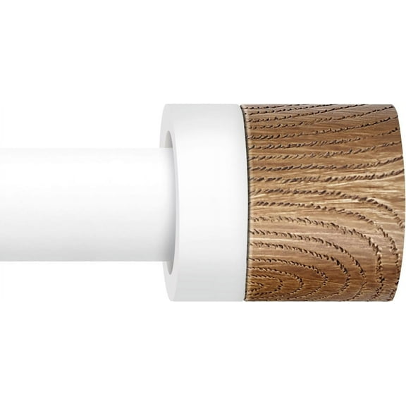 White Curtain Rods for Windows 72 to 144 Inches(6-12ft),1 inch Adjustable Window Curtain Rods with Imitation Wood Grain Finials,Heavy Duty Decorative Drapery Rod for Bedroom,Kitchen and patio