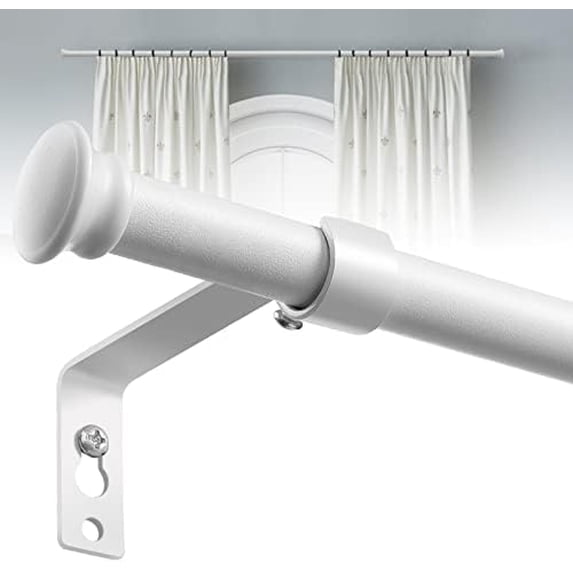 White Curtain Rods for Windows 66 to 137” - 5/8 Inch Heavy Duty ...