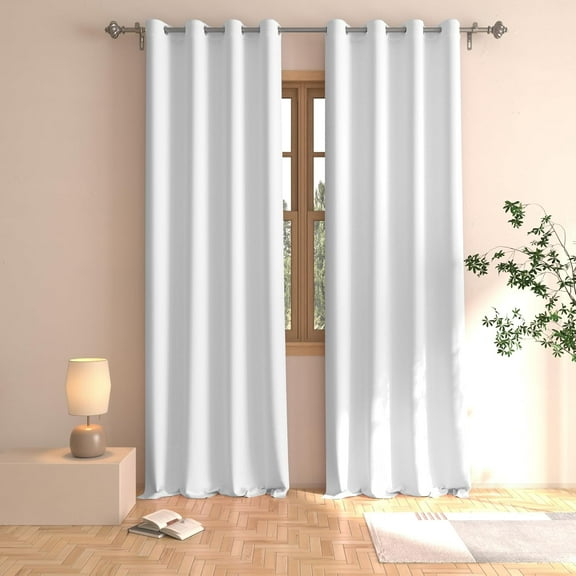 White Curtains 100 inches Long Room Darkening Window Curtain Panels Living Room Divider Patio Doorway Sliding Glass Door Grommet Top Thermal Insulated Drapes Kitchen Bedroom Basement