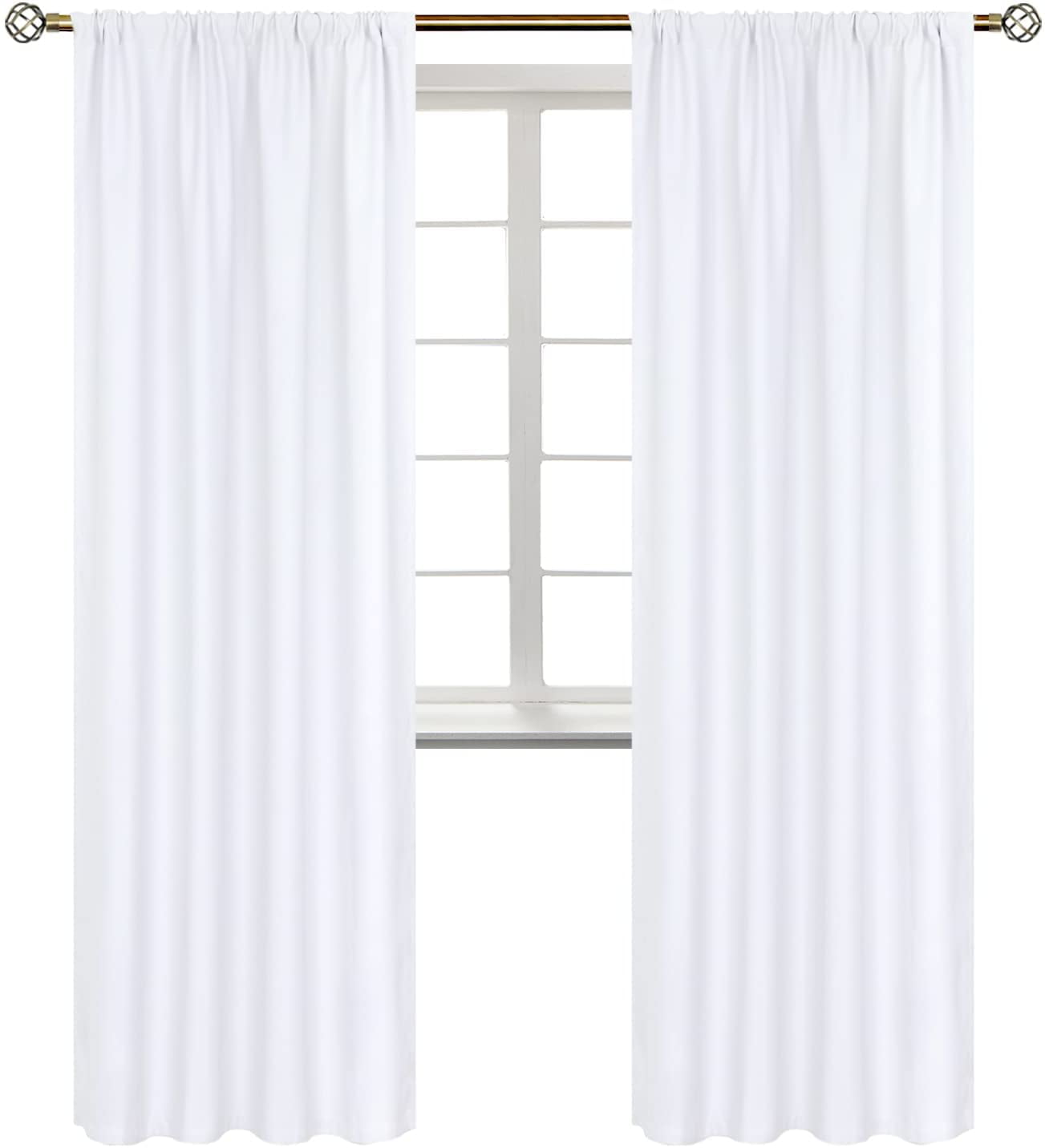 White Curtains 84 Inches Length for Living Room - Rod Pocket Thermal ...