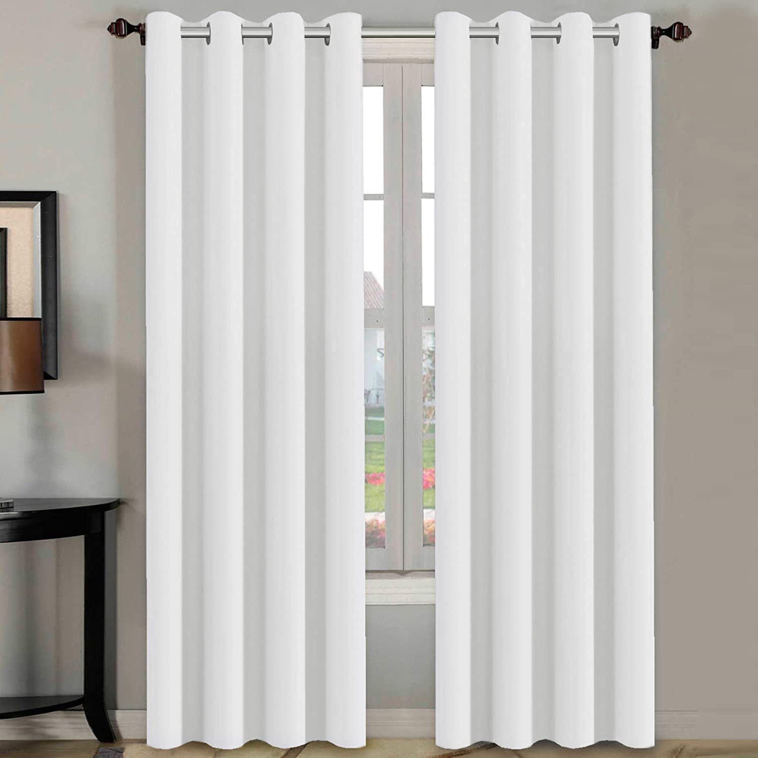 White Curtains 96 inches Long Window Treatment Panels/Drapes for Living