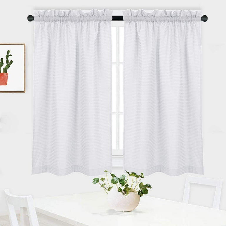 White Curtains Casual Weave Small Window Curtain Kitchen Bathroom Basement Bedroom Drapes 30