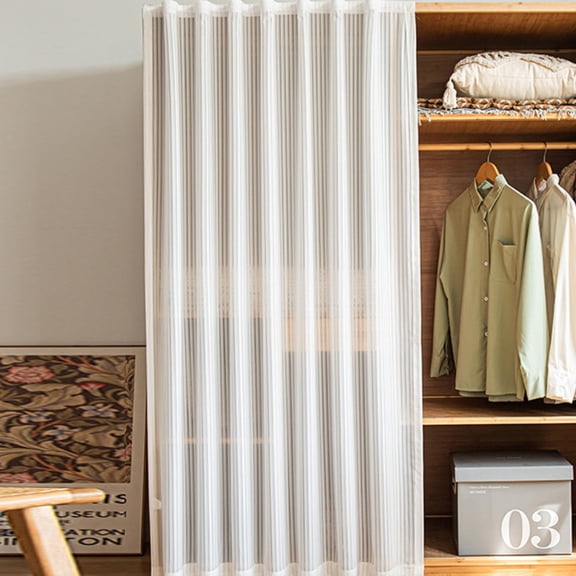 White Curtains for Kitchen, Privacy Cabinet Curtain Voile Dust-Proof Window Shades Doorway Sheer Curtain for Closet Storage Room