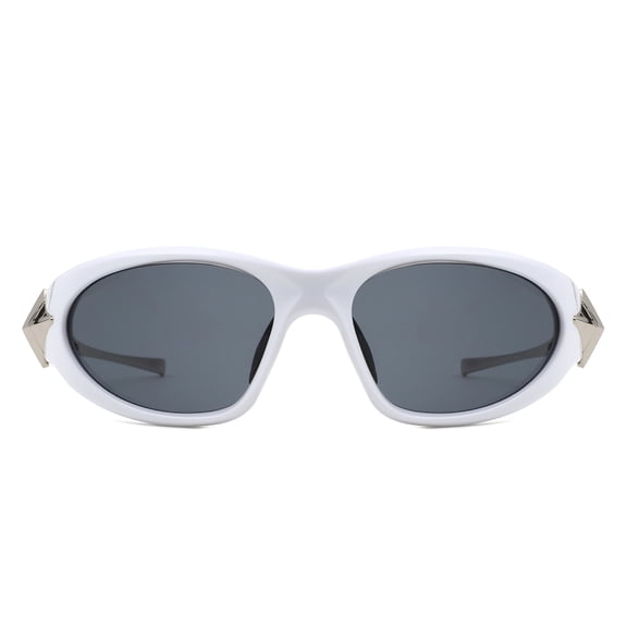 White Curved Sunglasses, UV Protection Polarized Lenses, Classic Fashion Shades for Women