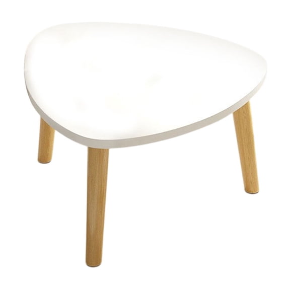 White Curved Triangular Coffee Table Balcony Tea Table Bedroom Floor Table Concise Windowsill Table 40X40X30 Cm 16X16X12 Inches Wood Material For Home Decor White