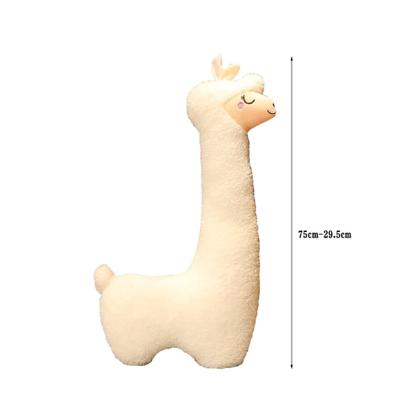 White Cute Alpaca Plush Pillow Toy For Home Decor Birthday Gift 75Cm Soft Stuffed Animal In White