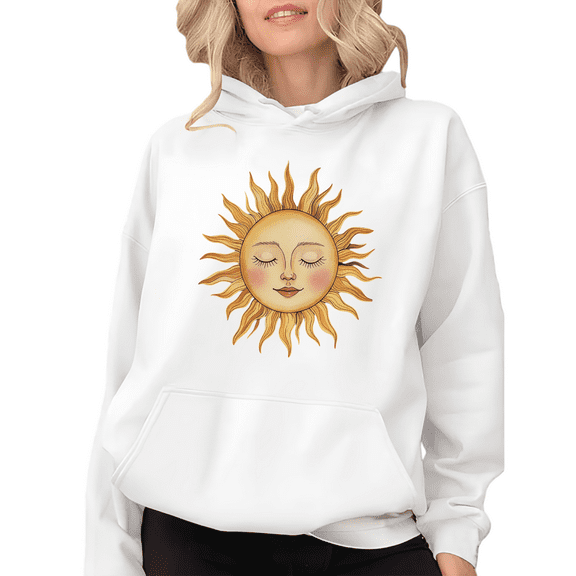 White Cute Smiling Sun Graphic Sweatshirt Print hoodie S-2XL Tops