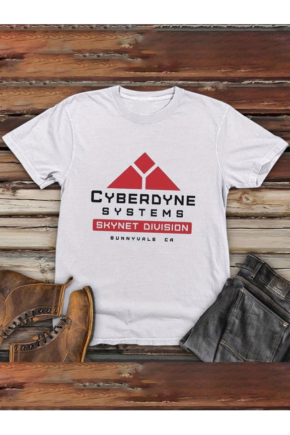 & White Cyberpunk Tee, Crew Neck Short Sleeve Shirt for Tech Fans & Terminator Inspired Outfits - Machine Washable Summer Casual Top, Bold Print Shirt, Medium Elasticity