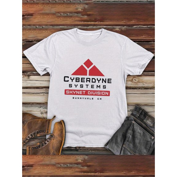 & White Cyberpunk Tee, Crew Neck Short Sleeve Shirt for Tech Fans & Terminator Inspired Outfits - Machine Washable Summer Casual Top, Bold Print Shirt, Medium Elasticity