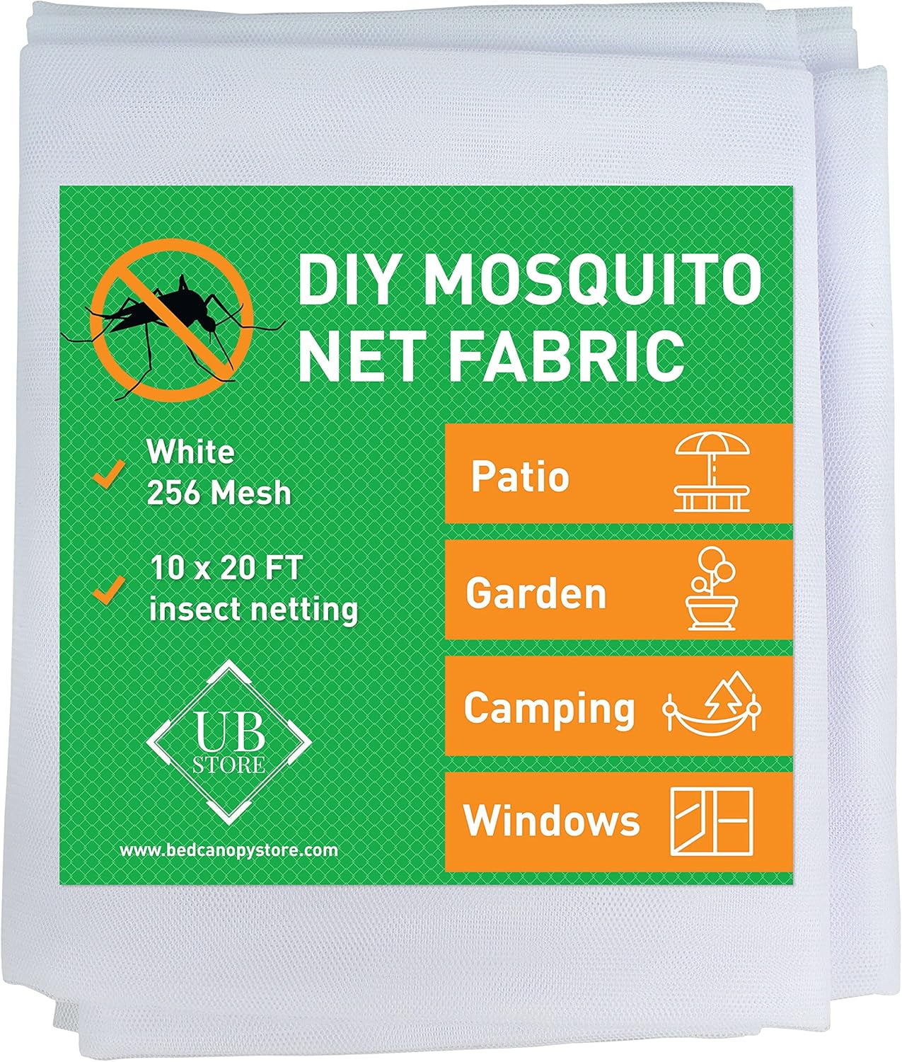 White DIY Mosquito Net Fabric 10x20 FT – Garden, Patio & Window Insect ...