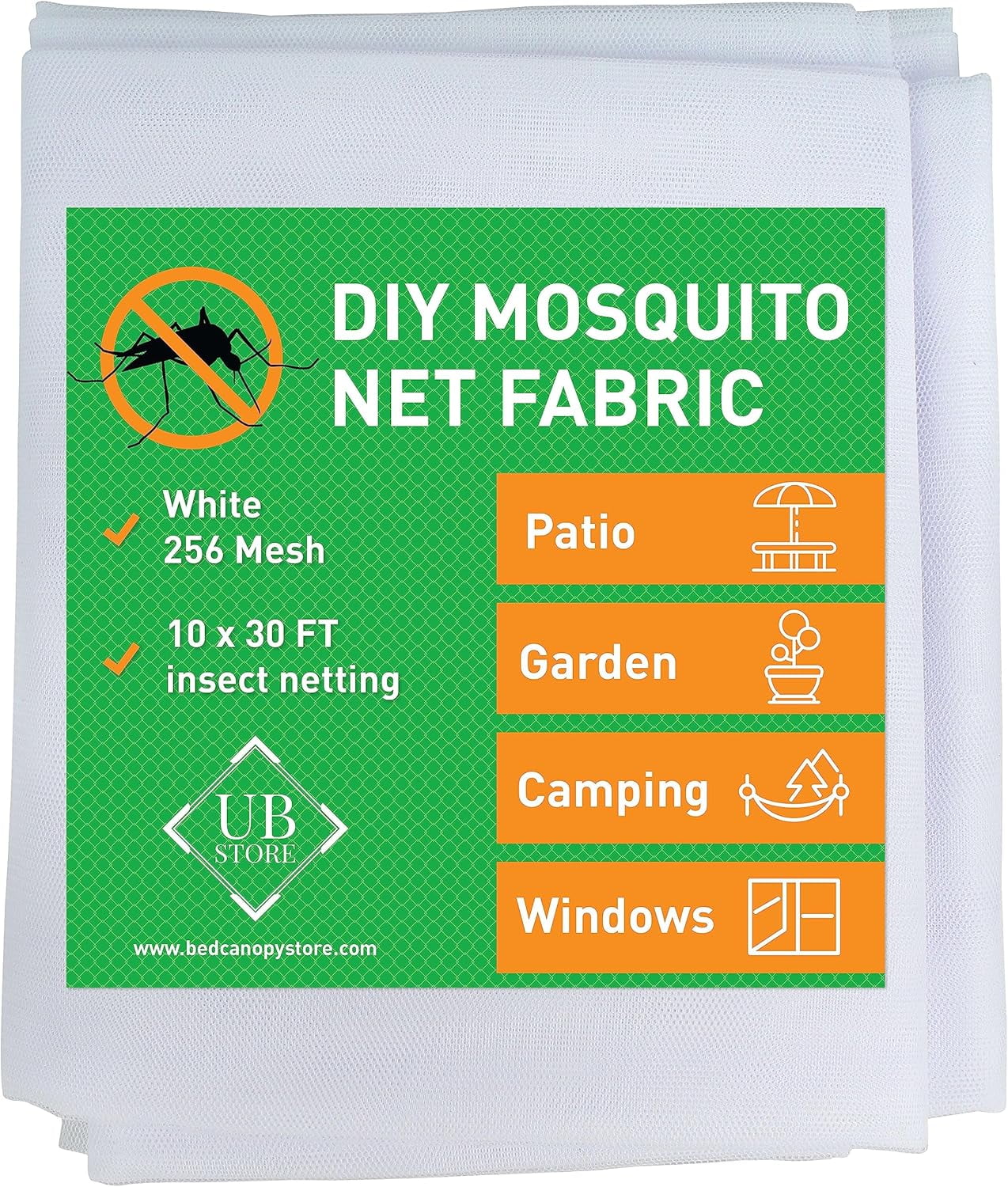 White DIY Mosquito Net Fabric | 10x30 FT Netting | Insect Cover for ...