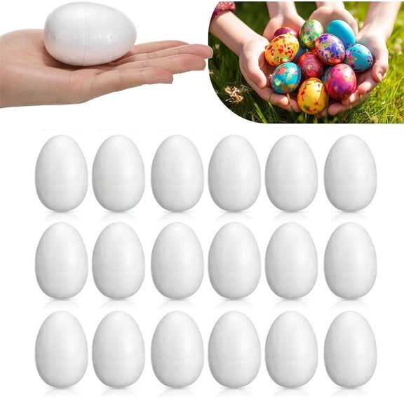 White DIY Painting Egg,20 Pcs Craft Making Eggs,Easter Handmade Foam Egg,Smooth Fake Eggs,Solid Eggs Decorations,for Easter Party Art School Projects and Home Decor 3.5inch