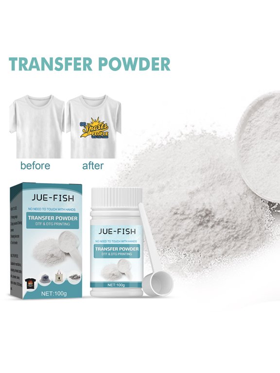 White DTF Transfer Powder Hot Melt Adhesive for All DTF DTG Printers Multi-Purpose High Quality Bonding on Cotton Silk Polyester Nylon Leather Blends No Pretreatment Needed Easy Application with Spoon