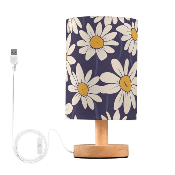 White Daisies Cartoon Table Lamp with USB Port LED Warm Light Lamp Night Light Home Decor