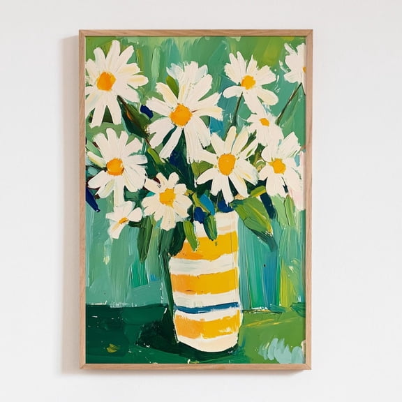 White Daisies Floral Art Cottagecore Acrylic Bold Flower Art Unframed Paper Print