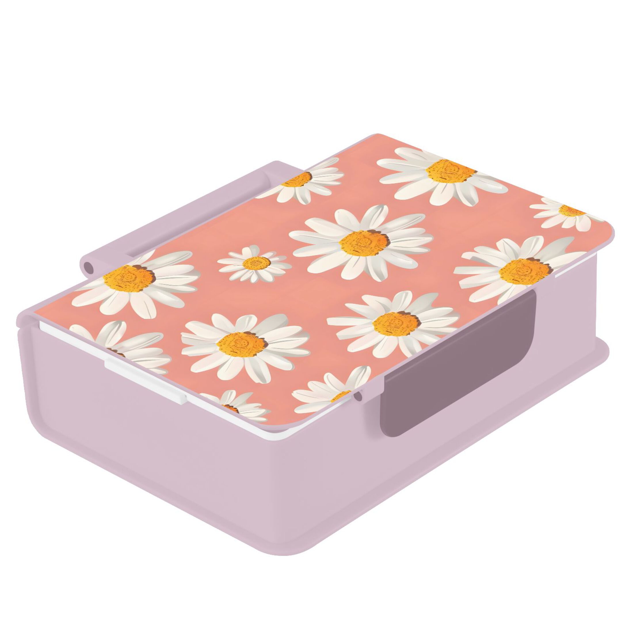White Daisies Lunch Box with Cutlery Portable Food Container 3