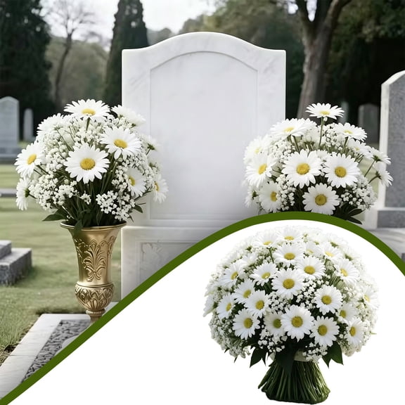 White Daisy Artificial Flowers,Fake Daisy White Faux Flowers Plants Realistic Uv Resistant Silk Flowers for Outside Planter Front Door Yard Garden Home