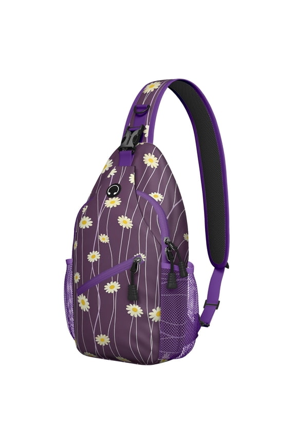 Sling Backpack for Women, Retro Boho Crossbody Travel Bag with Cute Flower Design, Lightweight Shoulder Pack for Spring and Autumn