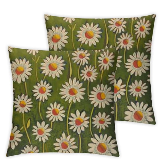 White Daisy Bloom with Grace Spring Pillow Covers  Green Spring Summer Decorations Home Sweet Home Farmhouse Throw Cushion Case for Home Sofa Couch