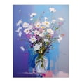 thumbnail image 1 of White Daisy Bouquet in Glass Vase Abstract Oil Painting Pastel Colour Purple Blue Wildflower Blooms Large Wall Art Poster Print Thick Paper 18X24 Inch, 1 of 5