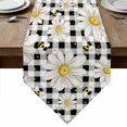 thumbnail image 1 of White Daisy Farmhouse Table Runner Linen Burlap Table Runner 108 Inches Long Garden Floral Honeybees Black Plaid Dresser Scarves for Kitchen Island Coffee Dining Room Party Holiday Decor 13"x108", 1 of 8